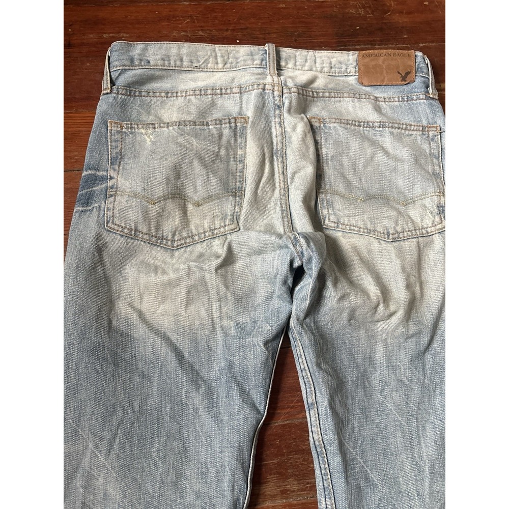 American Eagle Jeans Mens 32x34 Y2K Light Wash Relaxed Baggy Distressed - Picture 7 of 8